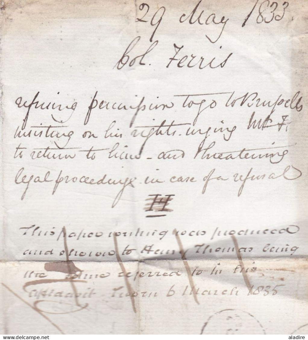 1833 - KWIV - Enveloppe Pliée Avec Corresp D'Angleterre Vers ABBEVILLE, Somme, France - POSTE RESTANTE - Storia Postale