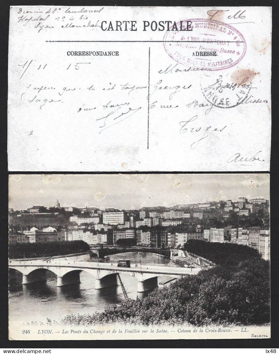 Postcard Of Lyon Bridge, France With Military Obliteration In 1915. 1st World War. Carte Postale Du Pont De Lyon, France - Prima Guerra Mondiale