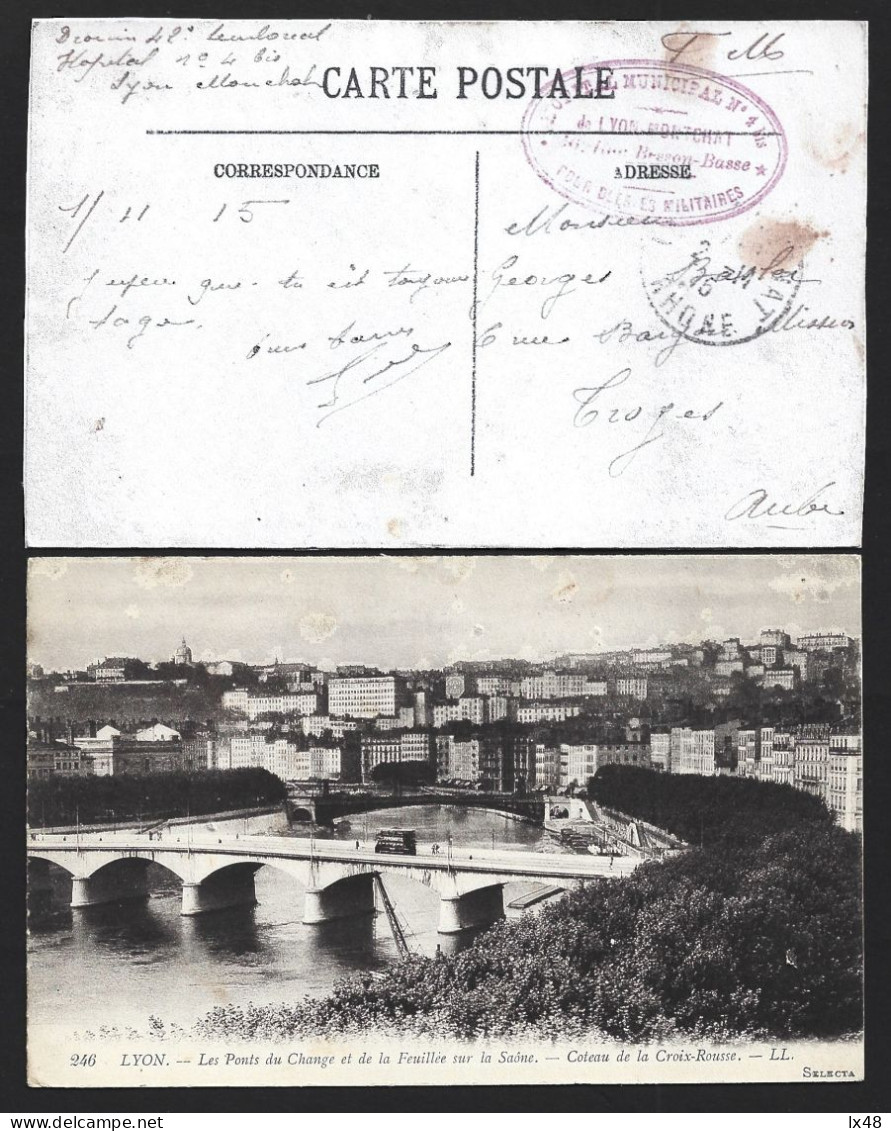 Postcard Of Lyon Bridge, France With Military Obliteration In 1915. 1st World War. Carte Postale Du Pont De Lyon, France - WW1