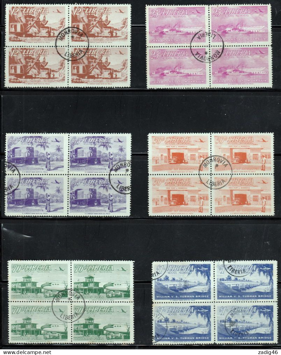 LIBERIA - POSTE AERIENNE - TIMBRES N°67 A 72 X 4 - OBLITERES - Liberia