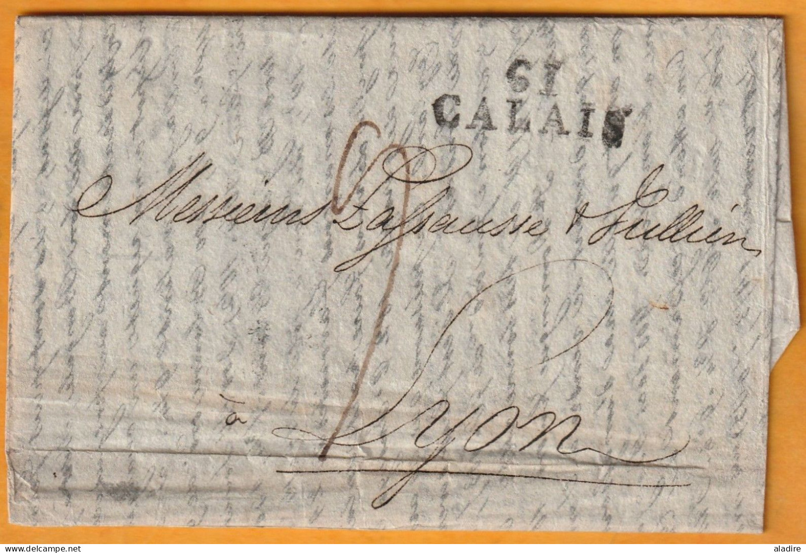 1822 - KGIV - Folded Letter In French From Liverpool, England To Lyons Lyon, France - Via Calais - Forwarded By Mangel - Poststempel