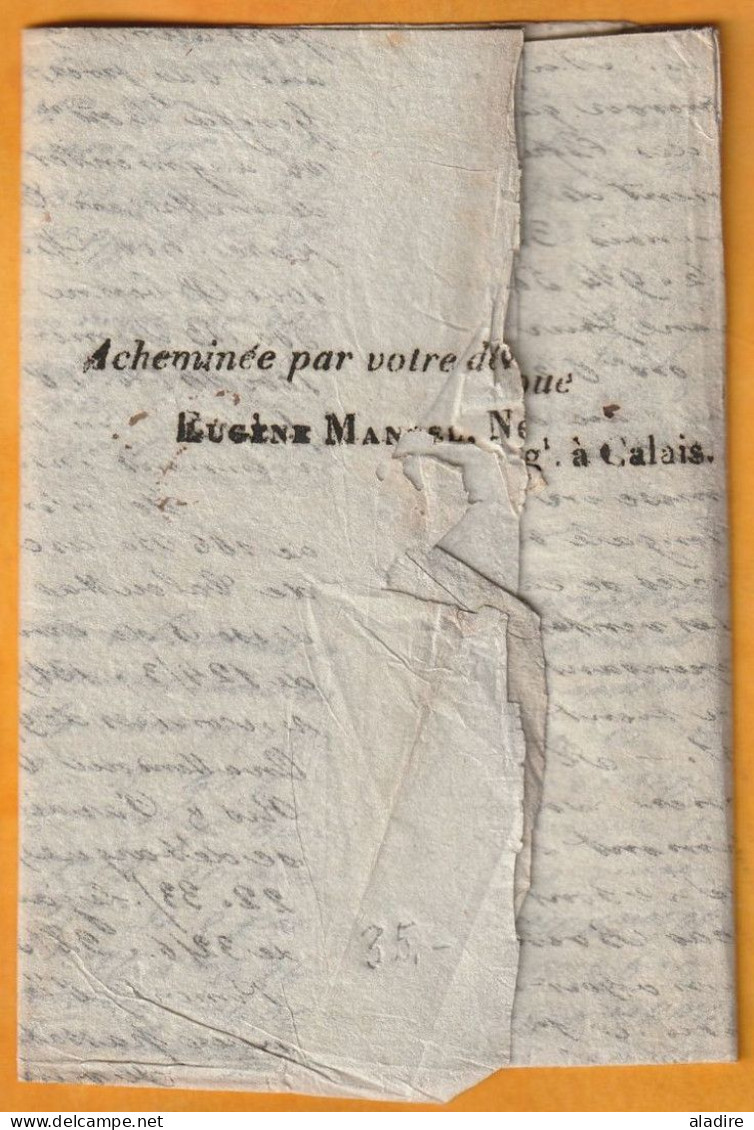 1822 - KGIV - Folded Letter In French From Liverpool, England To Lyons Lyon, France - Via Calais - Forwarded By Mangel - Poststempel