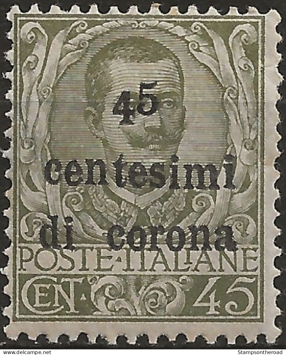 TRTT8oN,1919 Terre Redente - Trento E Trieste, Sassone Nr. 8o, Francobollo Nuovo Senza Linguella **/ Varietà - Trento & Trieste