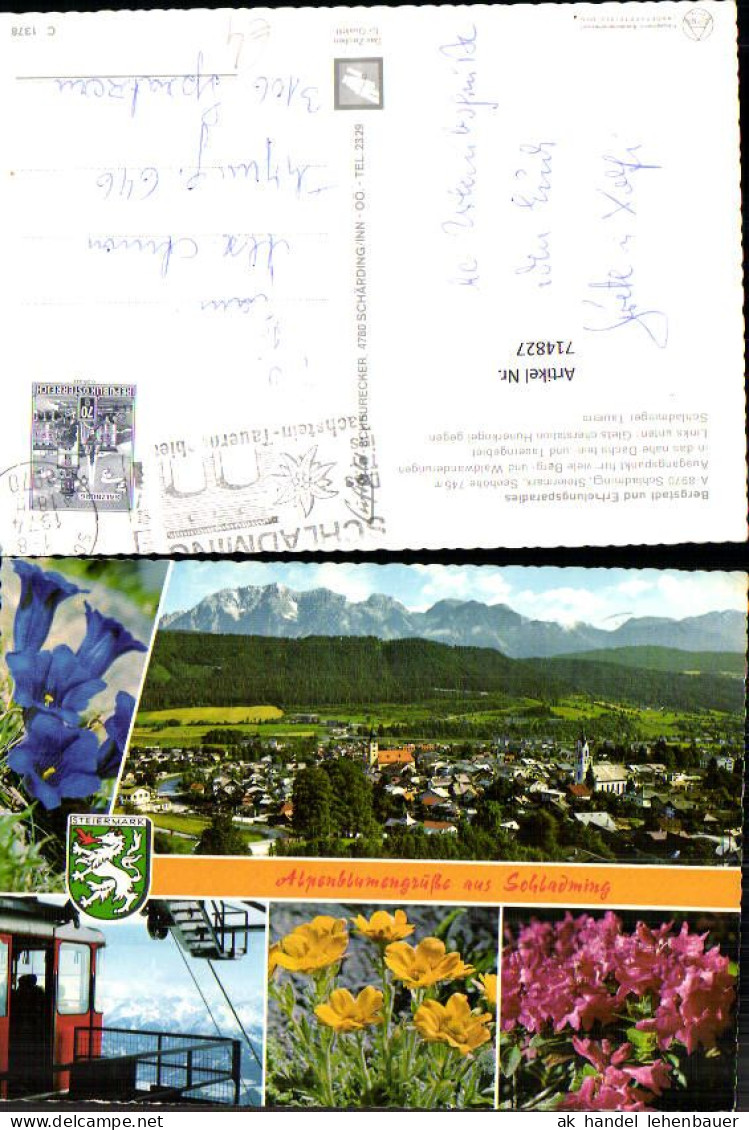 714827 Mehrbild AK Schladming Alpenflora Enzian Seilbahn Gondel - Ramsau Am Dachstein