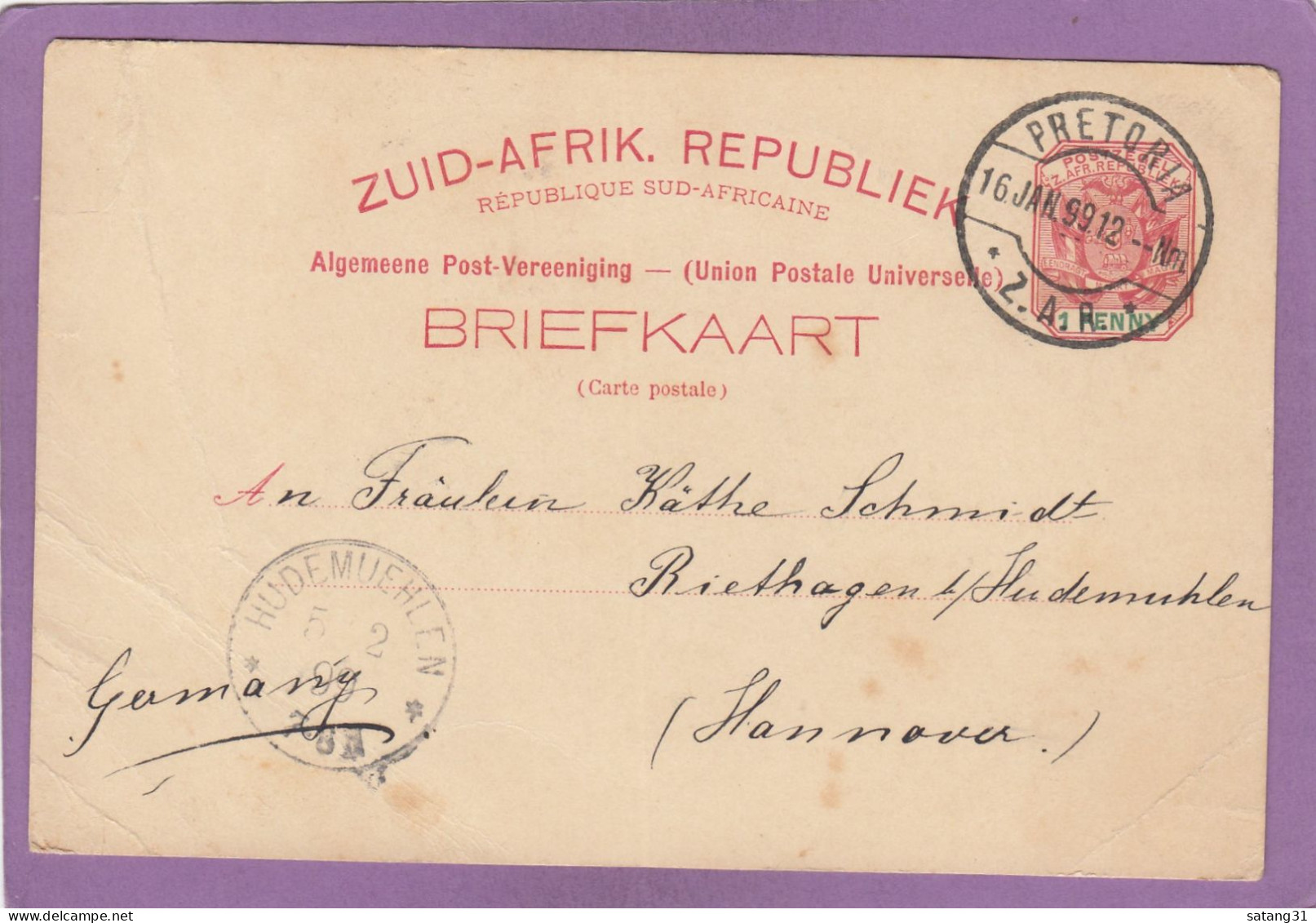 GREETINS FROM PRETORIA,1899. - South Africa