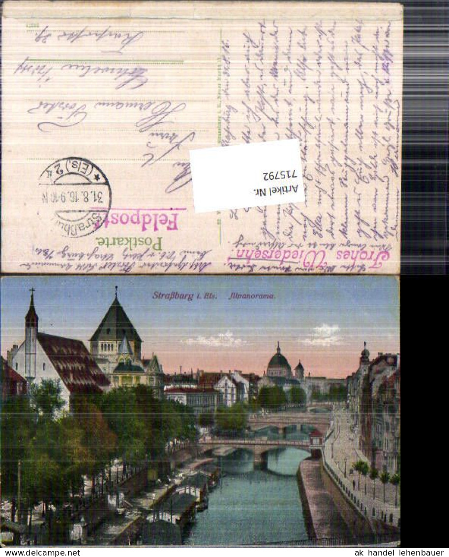 715792 Straßburg Strasbourg Elsass Illpanorama Feldpost Schwelm  - Elsass