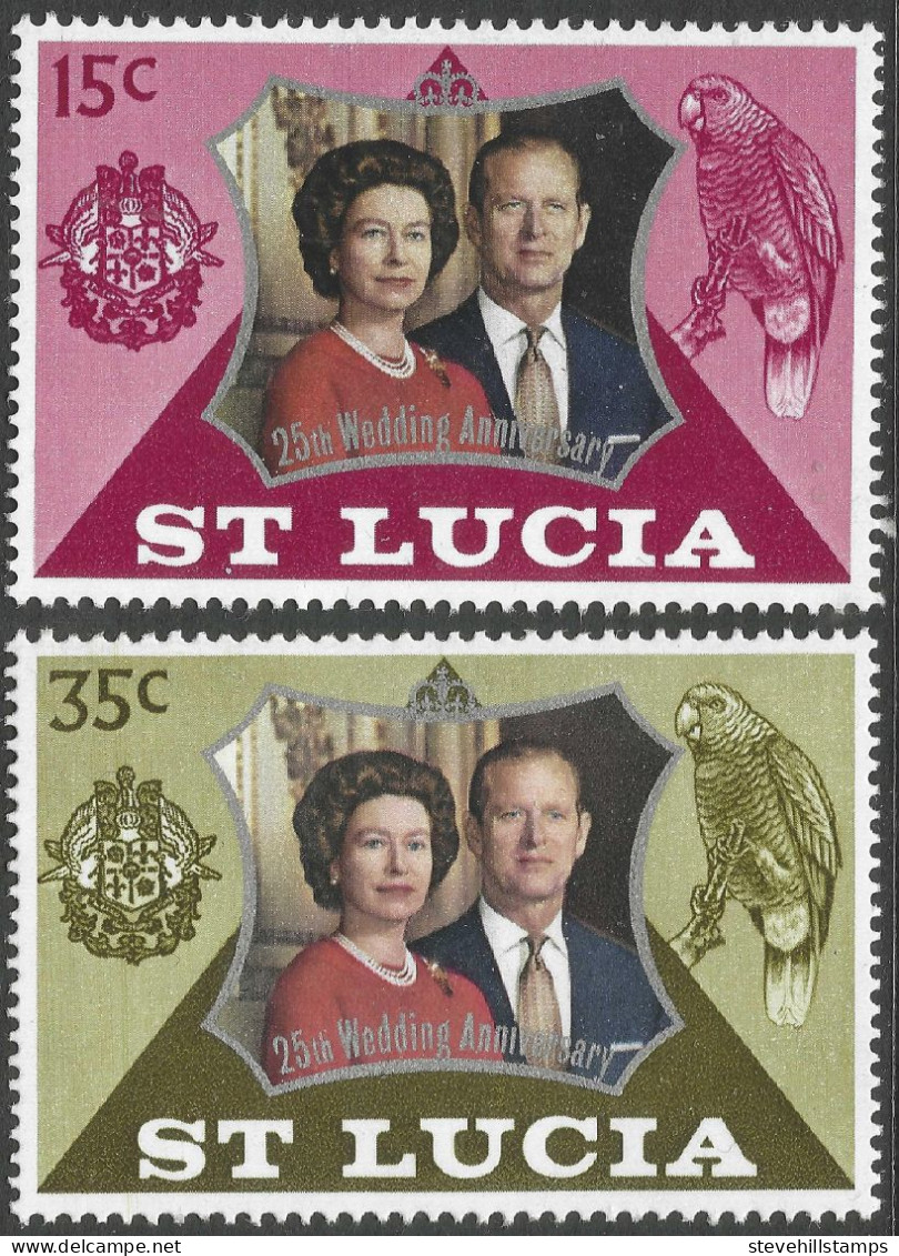 St Lucia. 1972 Royal Silver Wedding. MH Complete Set. SG 343-344. M3151 - Ste Lucie (...-1978)