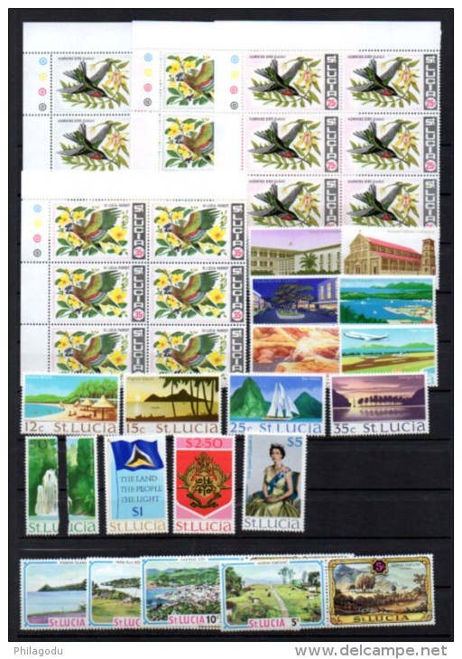 Noël, Oiseaux, Vues, Sites,  235 / 238**, 239 / 242**, 259 / 272**(pas 50c), 294 / 301**, Cote 68 € - St.Lucie (1979-...)