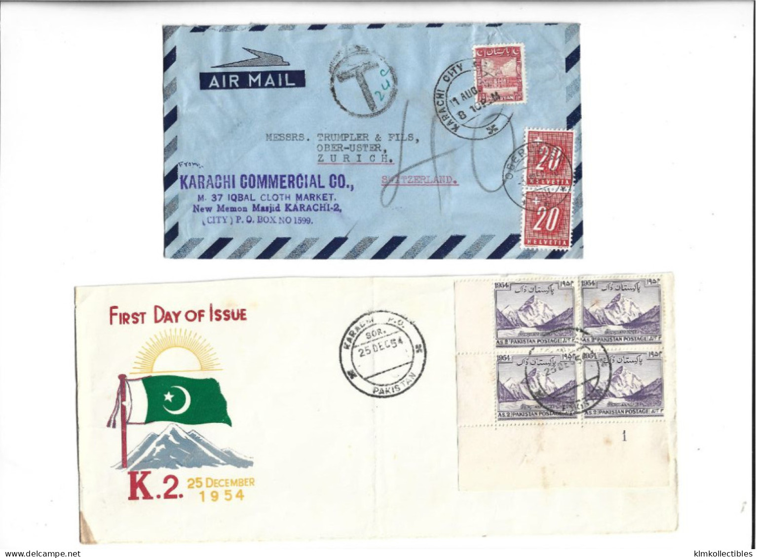 PAKISTAN - POSTAL HISTORY LOT - FDC POSTAGE DUE SWITZERLAND - Pakistan