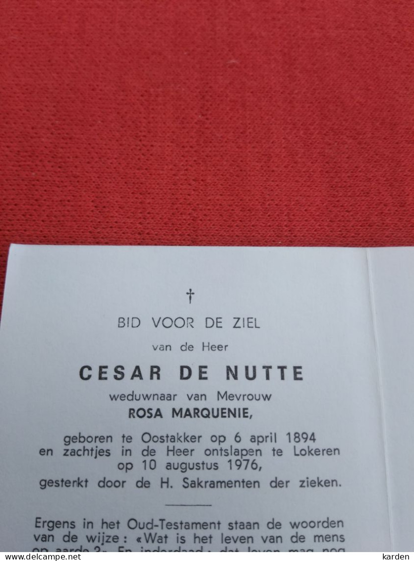 Doodsprentje Cesar De Nutte / Oostakker 6/4/1894 Lokeren 10/8/1976 ( Rosa Marquenie ) - Religion & Esotérisme