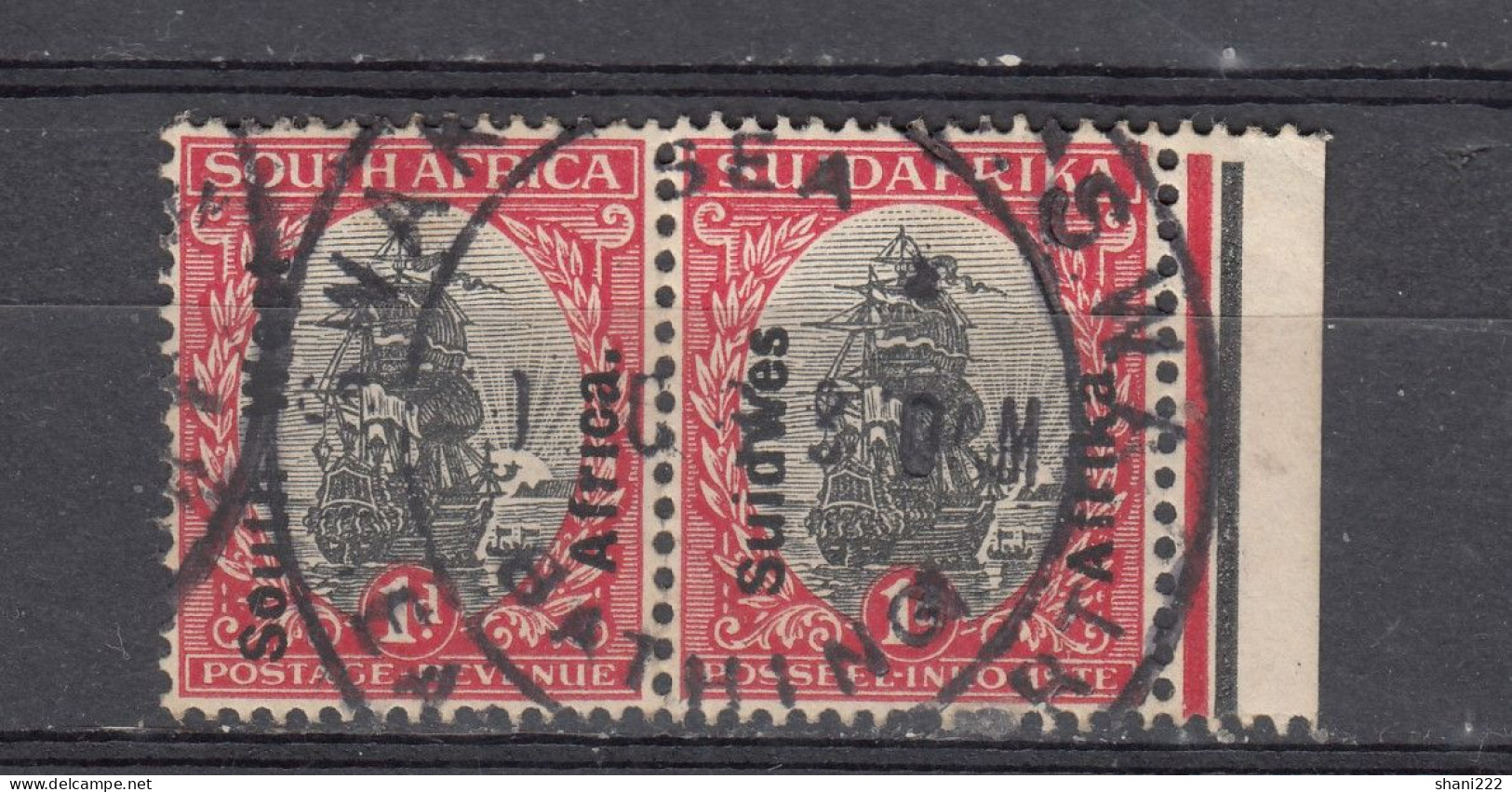 South West Africa 1924 - Overprinted 1d Pair, Vf Used (e-727) - South West Africa (1923-1990)