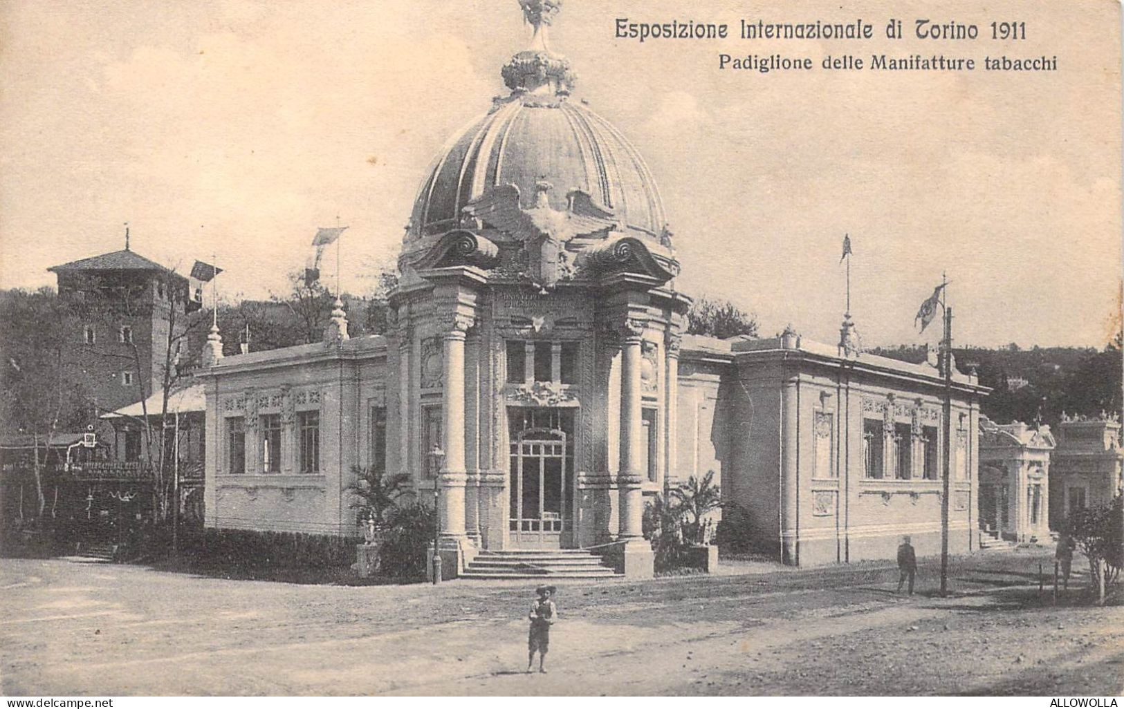 26462 "ESPOSIZIONE INTERNAZIONALE DI TORINO 1911-PADIGLIONE DELLE MANIFATTURE TABACCHI"-VERA FOTO-CART. NON SPED. - Ausstellungen