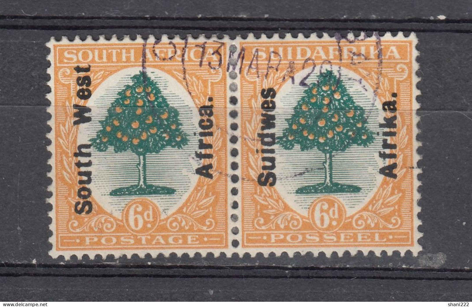 South West Africa 1924 - Overprinted 6d Pair, Vf Used (e-728) - Afrique Du Sud-Ouest (1923-1990)