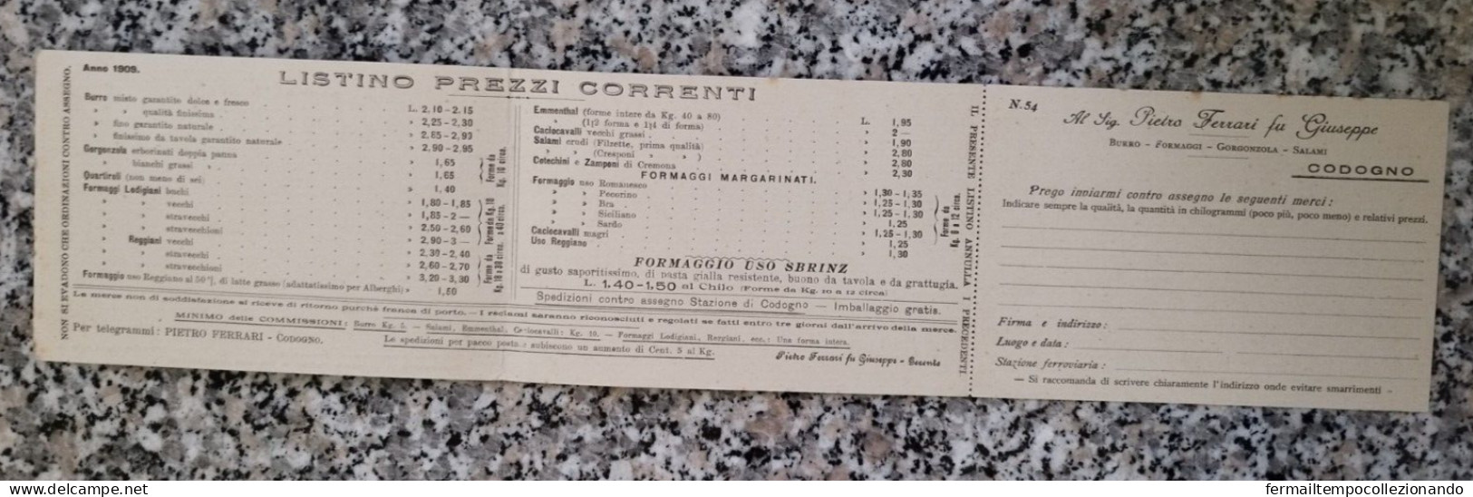 Cn964 Cartolina Tripla Commerciale Codogno Pietro Ferrari 1909 Lodi - Lodi