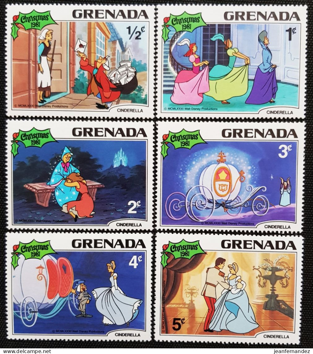 Grenade 1981 Christmas - Disney, Cinderella   Stampworld N° 1112 à 1117 - Grenada (1974-...)