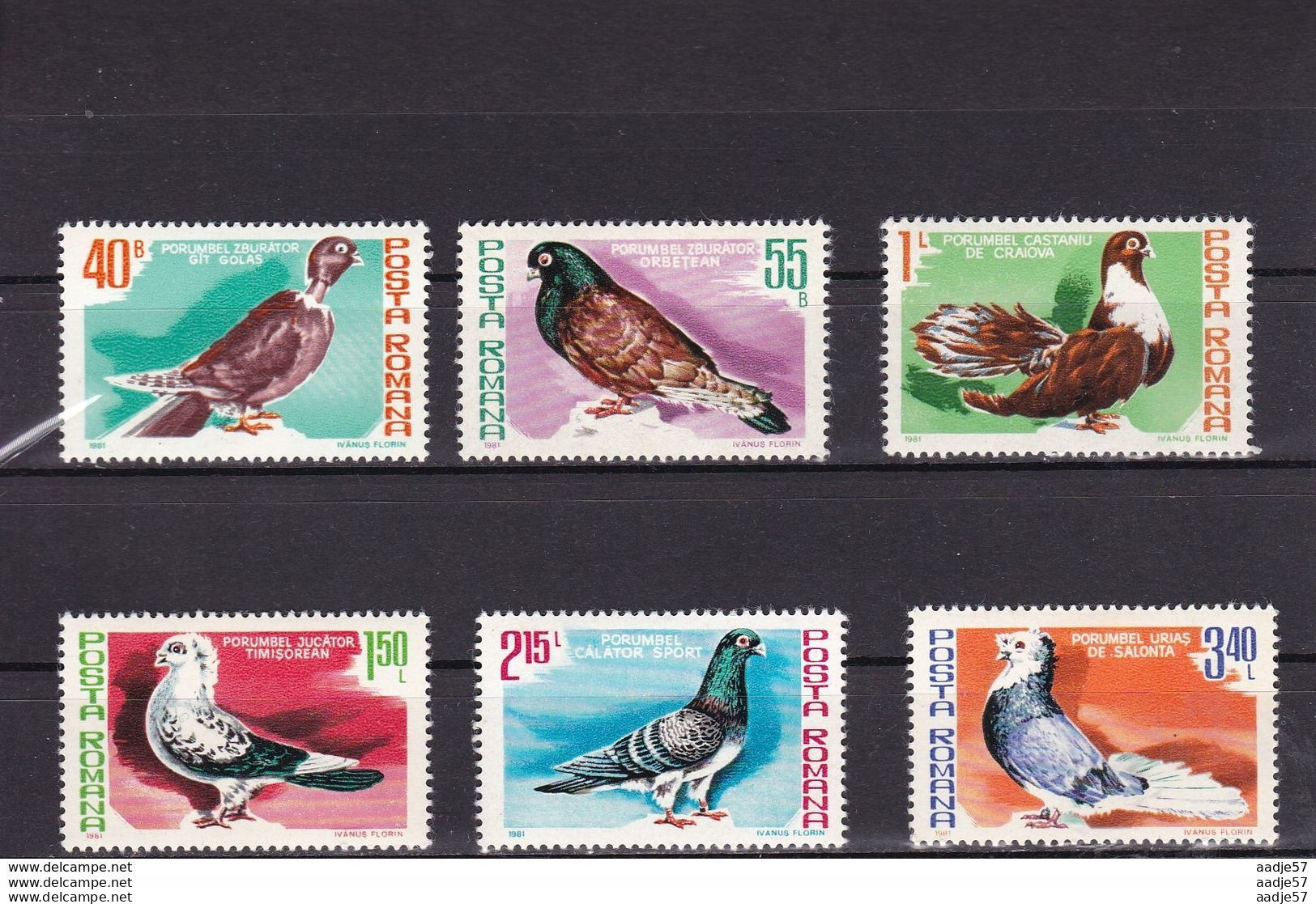 ROMANIA - Posta ROMANA YVERT. 3326-3331 - Piccioni - Pigeon - Year 1981 MNH ** - Tauben & Flughühner