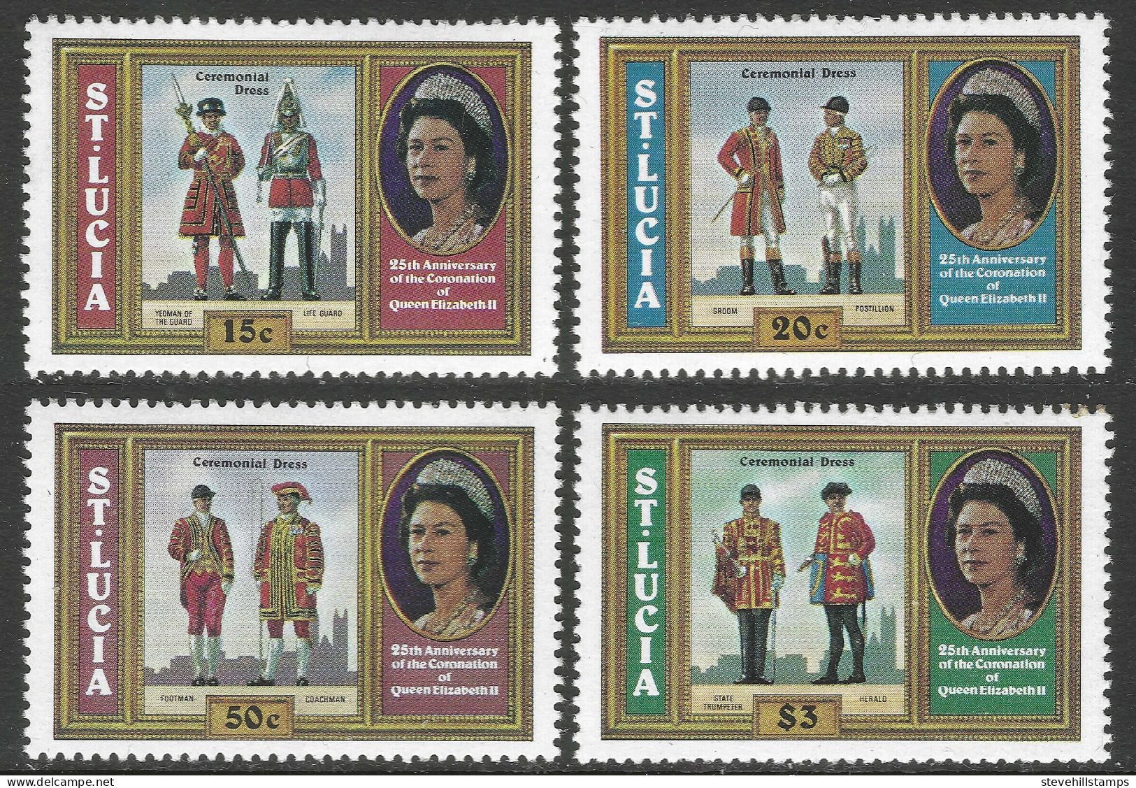 St Lucia. 1978 25th Anniv Of Coronation. MH Complete Set (excl Miniature Sheet). SG 468-471. M3154 - St.Lucia (...-1978)