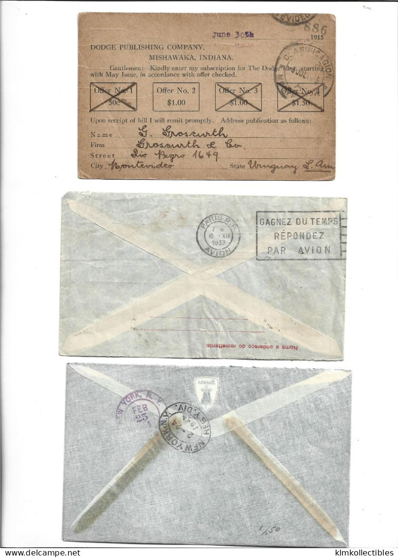 URUGUAY - POSTAL HISTORY LOT OF 6 COVER - AIRMAIL - Uruguay