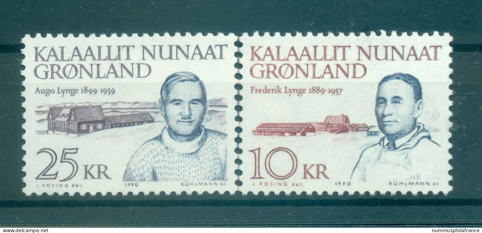 Groenland   1990 - Y & T N. 197/98 - Personnalités Groenlandaises  (Michel N. 209/10) - Ongebruikt