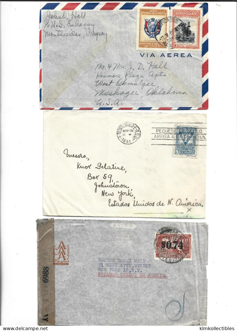 URUGUAY - POSTAL HISTORY LOT OF 6 COVERS - AIRMAIL CENSORED - Uruguay