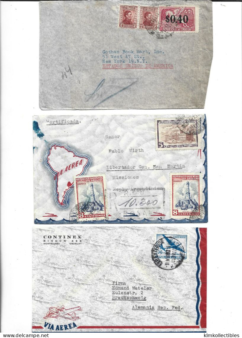 URUGUAY - POSTAL HISTORY LOT OF 4 COVERS - AIRMAIL CENSORED - Uruguay