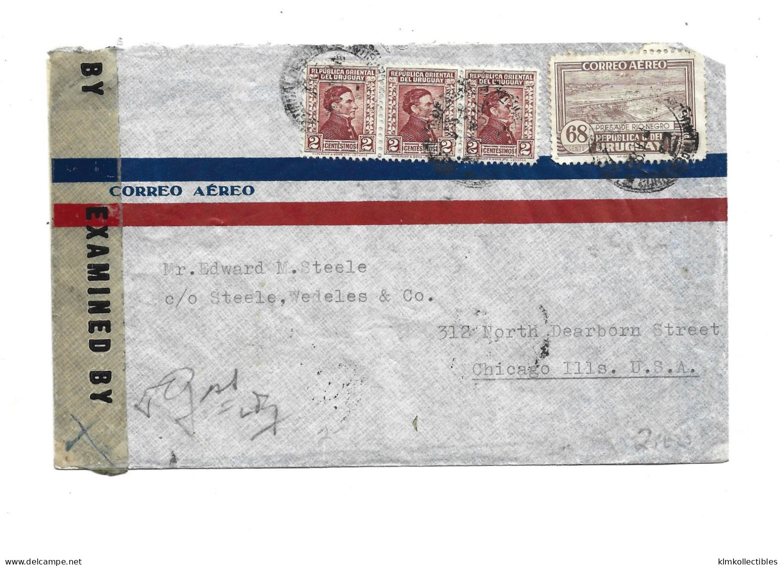 URUGUAY - POSTAL HISTORY LOT OF 4 COVERS - AIRMAIL CENSORED - Uruguay