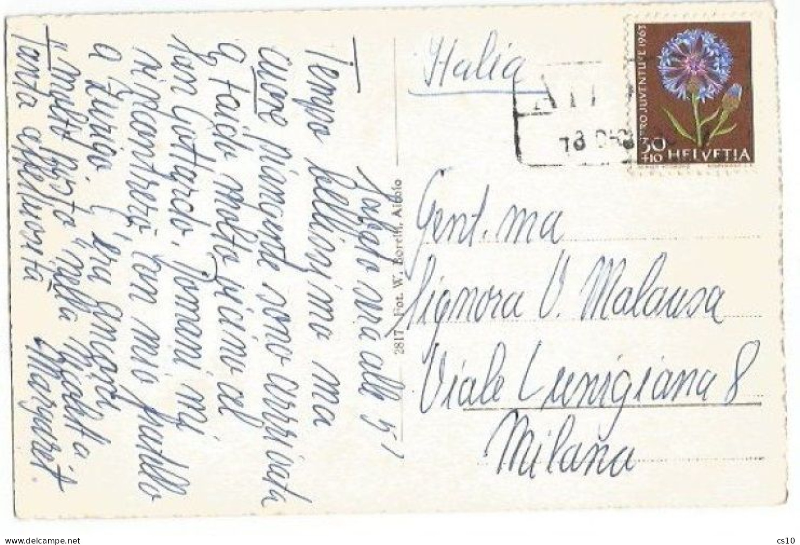 Suisse Faido Ambulant 18dec1963 - Pcard X Italy With PJ '63 C.30+10 Solo Franking - Marcophilie