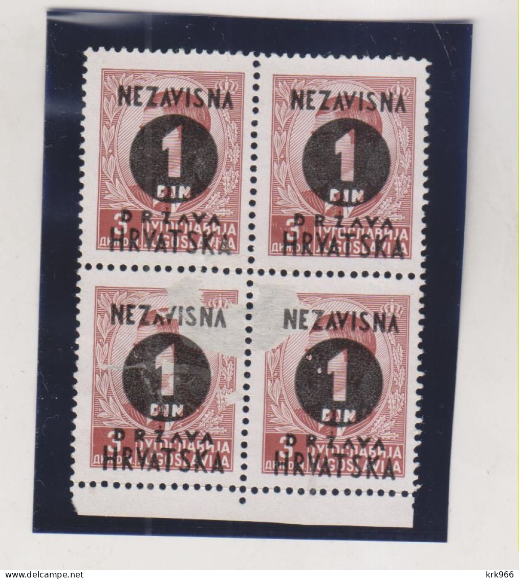CROATIA WW II 1941 1 Din Ovpt On Damaged Stamps No Gum RRR - Kroatië