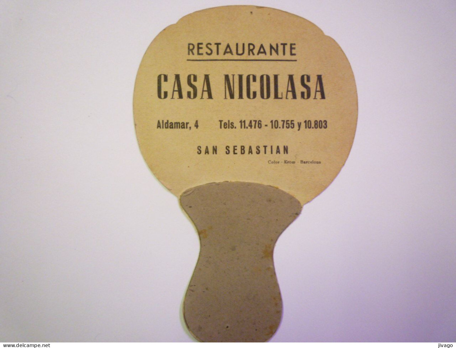 2024 - 1139  CARTON  PUB  "RESTAURANTE  CASA NICOLASA"  SAN SABASTIAN  (18 X 12 Cm)   XXX - Guipúzcoa (San Sebastián)