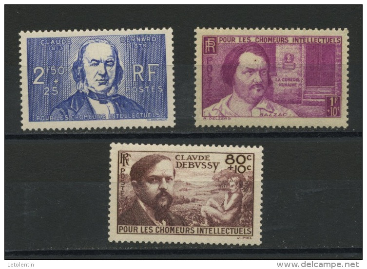 FRANCE -  POUR LES CHOMEURS - N° Yvert 462/464 ** - Neufs