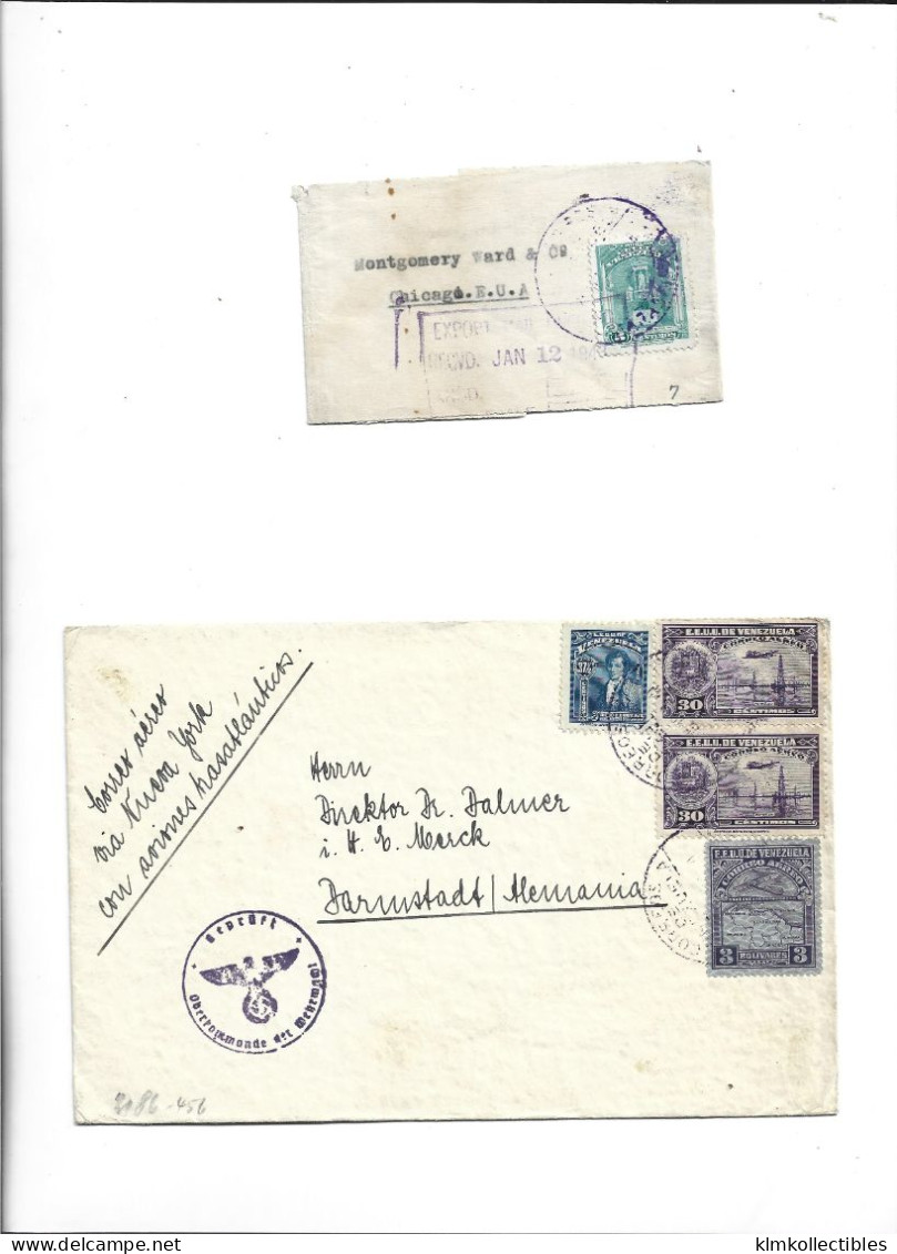 VENEZUELA - POSTAL HISTORY LOT - CENSORED GERMANY MULTIPLE CENSOR MARKS ON VERSO - Venezuela