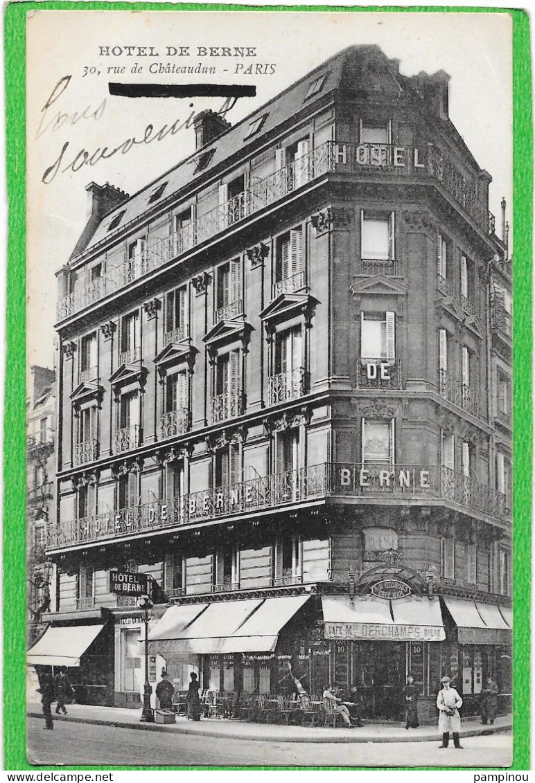 PARIS - HOTEL DE BERNE, Rue De Chateaudun - Cafés, Hôtels, Restaurants