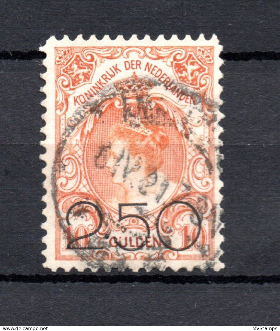 Netherlands 1920 Old Overprinted 10 Guilder Stamp (Michel 99) Used With Certificate Vleeming BPP - Usati