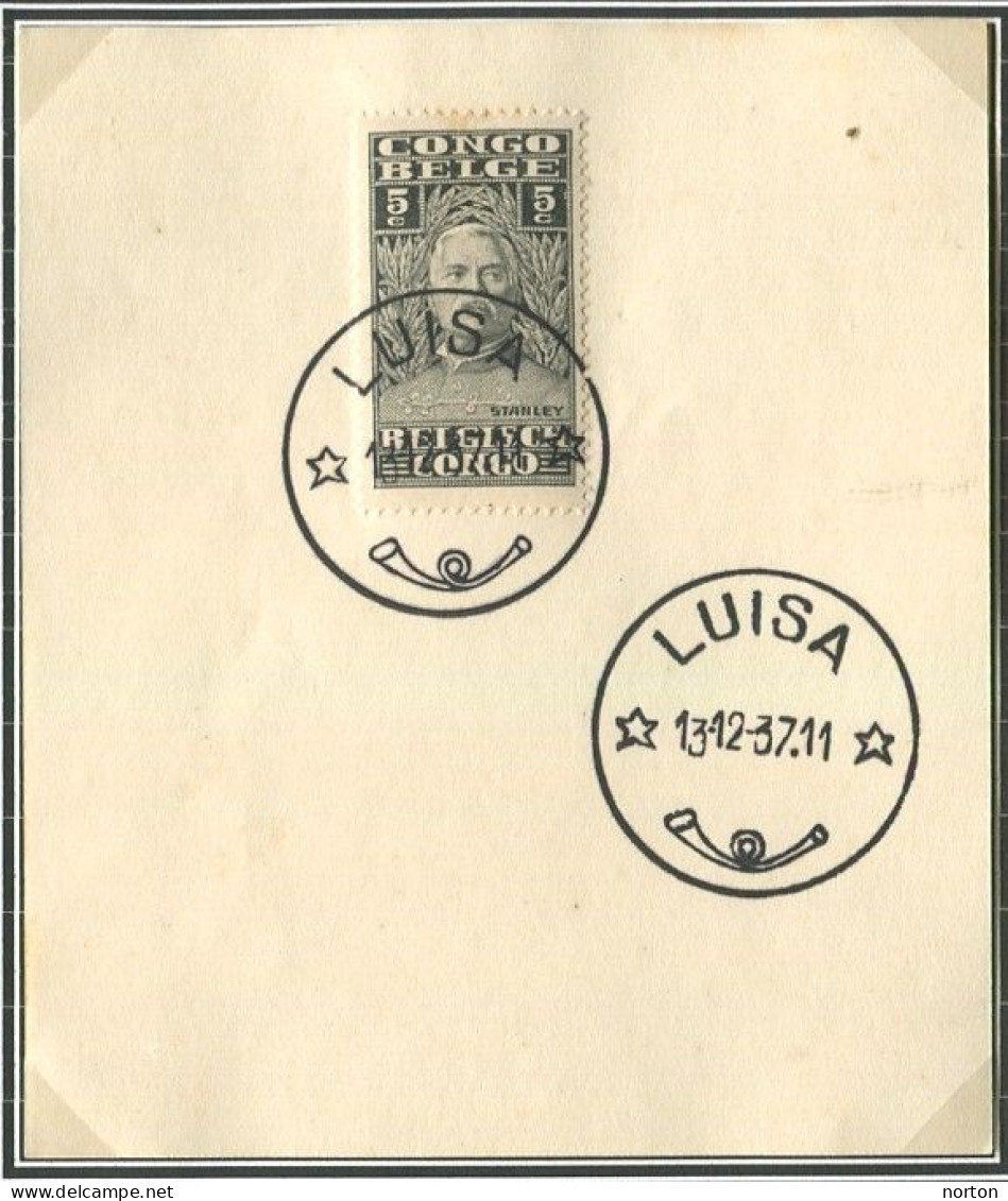 Congo Luisa Oblit. Keach 8A1-Dmyt Sur C.O.B. 135 Sur Papier Libre Le 13/12/1937 - Brieven En Documenten