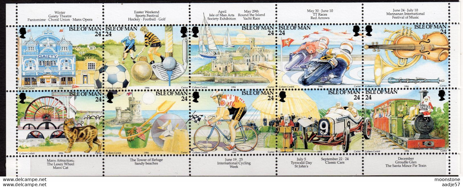 Isle Of Man 1994 - Happy Holidays, Isle Of Man Tourism Century, Bicycle, Car, Violin - Booklet MNH - Man (Ile De)