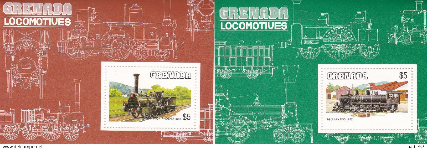 GRENADA 1984 TRAINS YVERT N°B124 MNH** - Trains