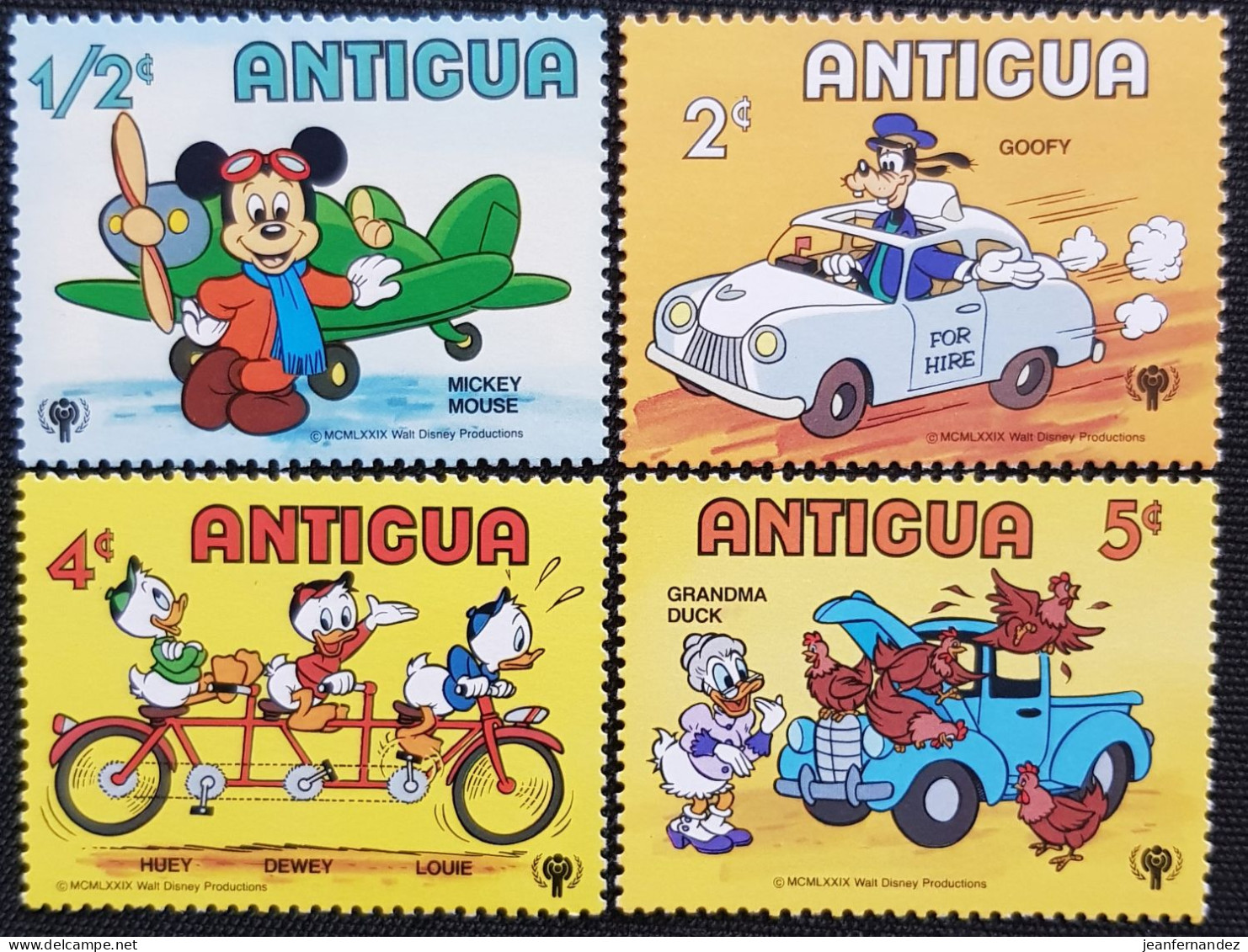 Antigua 1980 Walt Disney Characters - International Year Of The Child   Stampworld N° 568_570_572_573 - Antigua And Barbuda (1981-...)