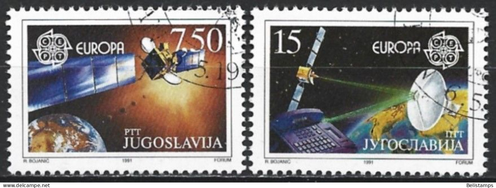 Yugoslavia 1991. Scott #2096-7 (U) Europa, Telecommunications, Satellites  *Complete Set* - Used Stamps