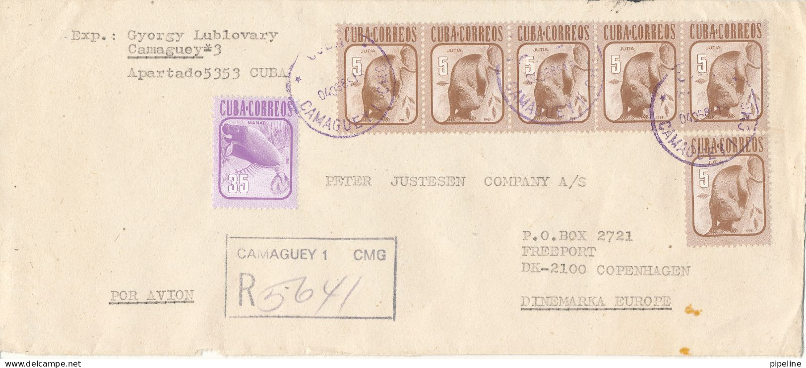 Cuba Registered Cover Sent To Denmark 4-3-1985 Topic Stamps - Covers & Documents