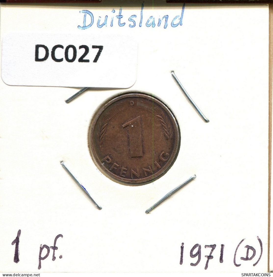 1 PFENNIG 1971 D BRD ALLEMAGNE Pièce GERMANY #DC027.F.A - 1 Pfennig