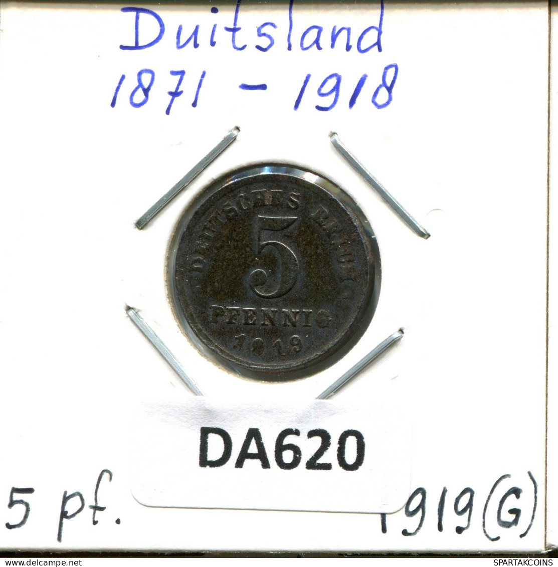 5 PFENNIG 1919 G DEUTSCHLAND Münze GERMANY #DA620.2.D.A - 5 Rentenpfennig & 5 Reichspfennig
