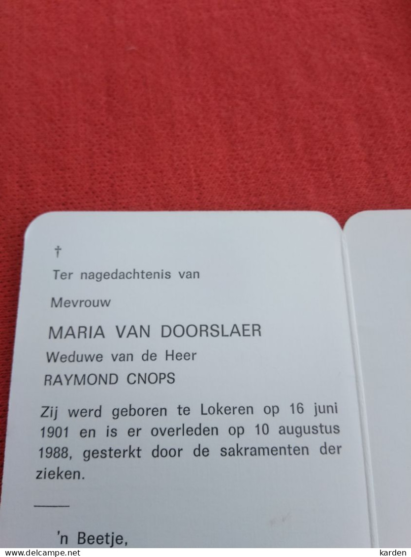 Doodsprentje Maria Van Doorslaer / Lokeren 16/6/1901 - 10/8/1988 ( Raymond Cnops ) - Religion &  Esoterik