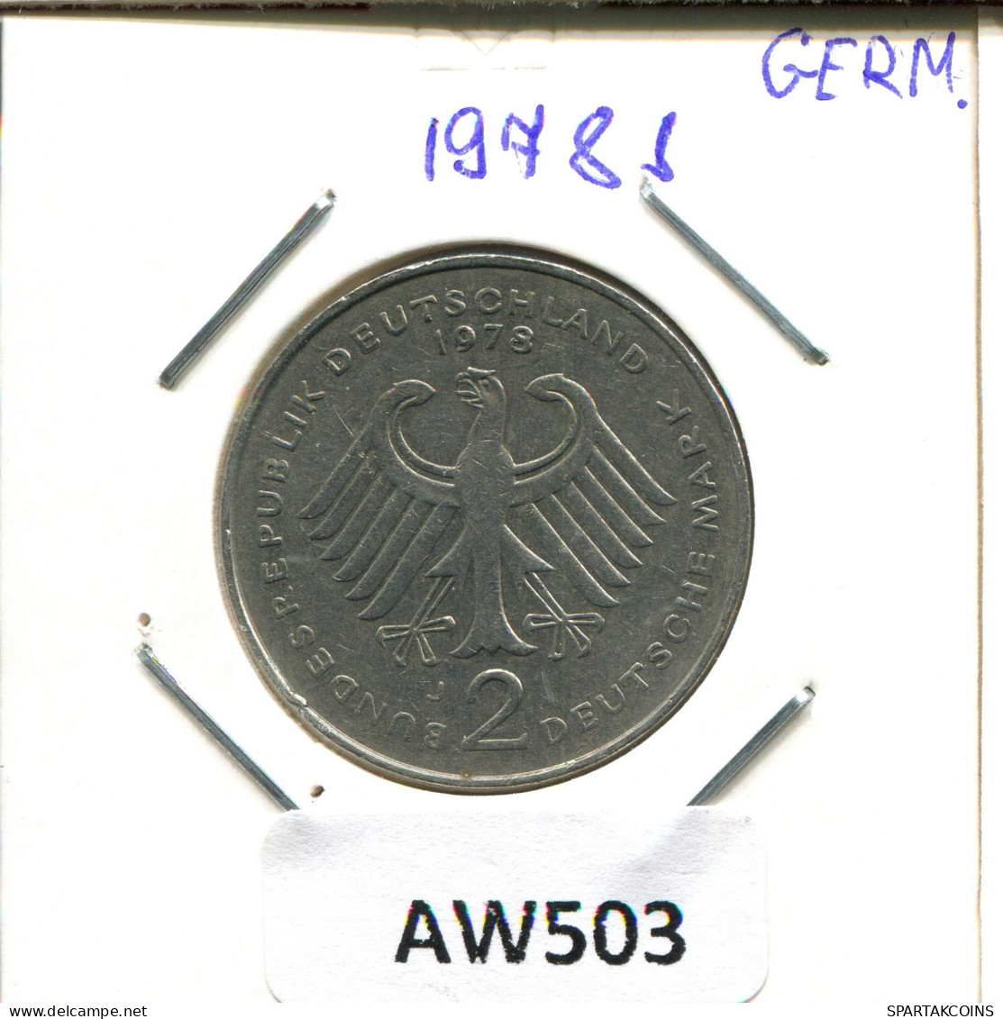 2 DM 1978 J T.HEUSS BRD ALEMANIA Moneda GERMANY #AW503.E.A - 2 Mark