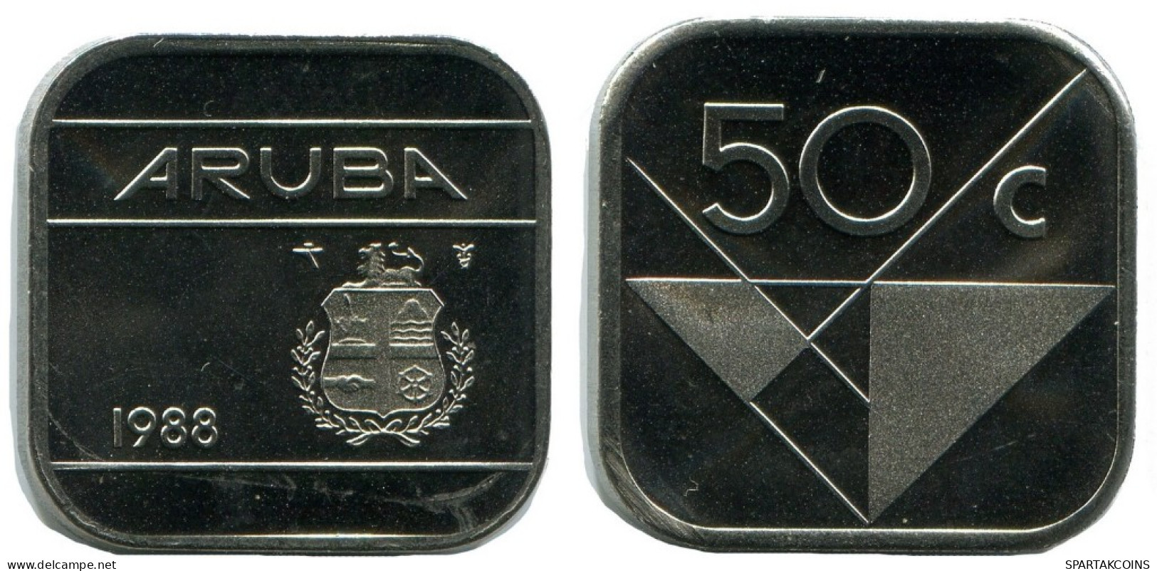 50 CENTS 1988 ARUBA Münze (From BU Mint Set) #AH056.D.A - Aruba