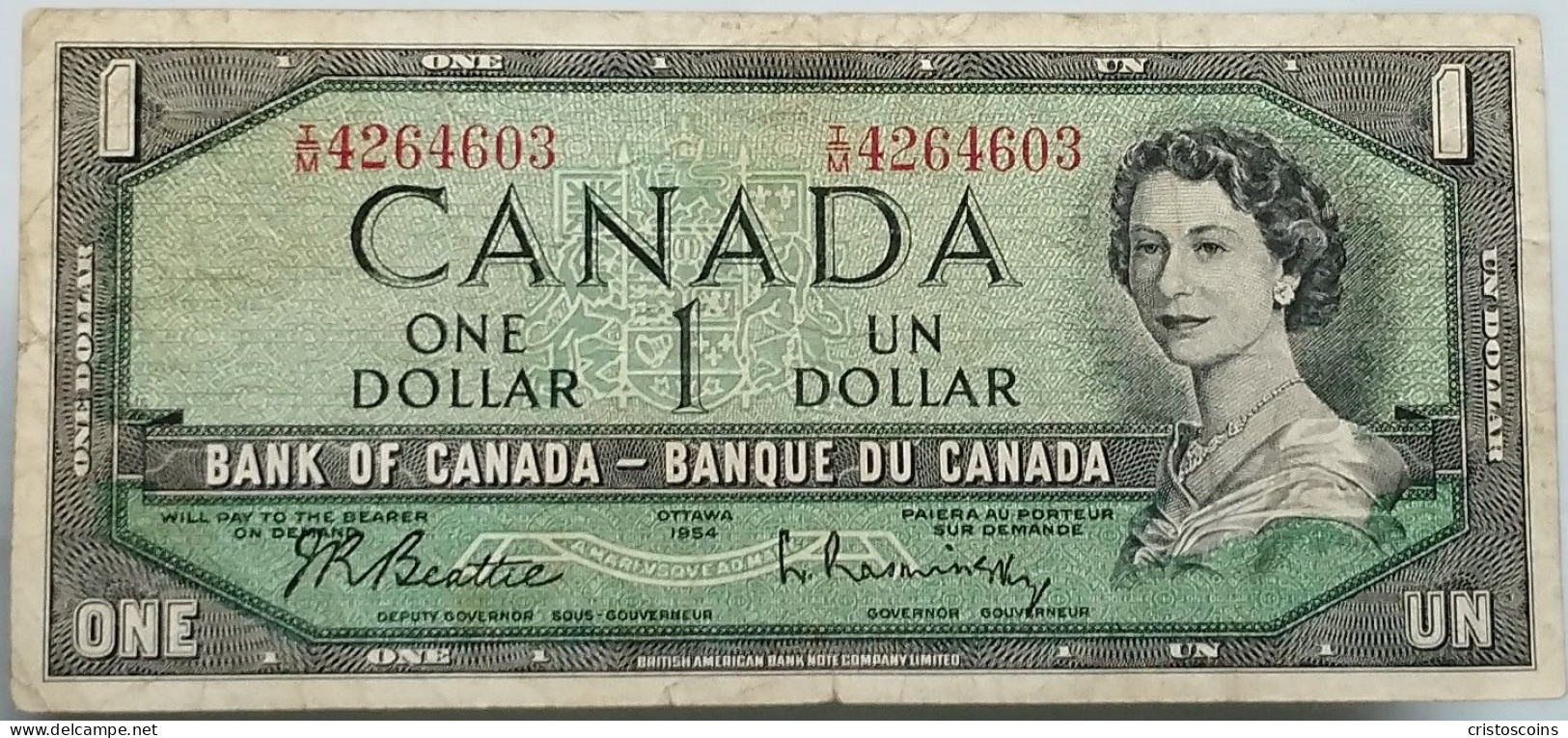 Canada 1 Dollar 1954 Issue VF P.75c (B/78 - Kanada