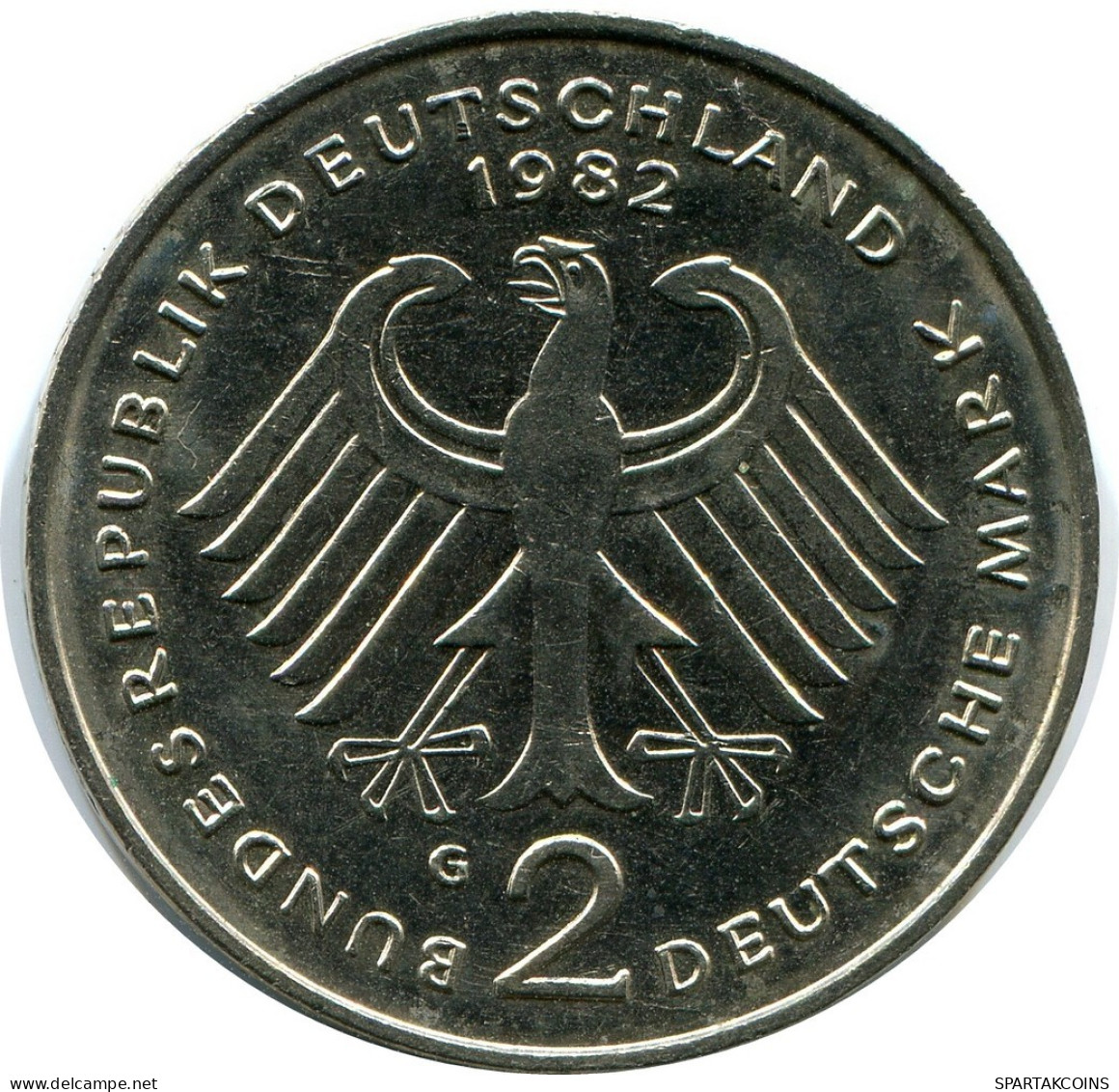 2 DM 1982 G T.HEUSS WEST & UNIFIED GERMANY Coin #AZ439.U.A - 2 Marcos