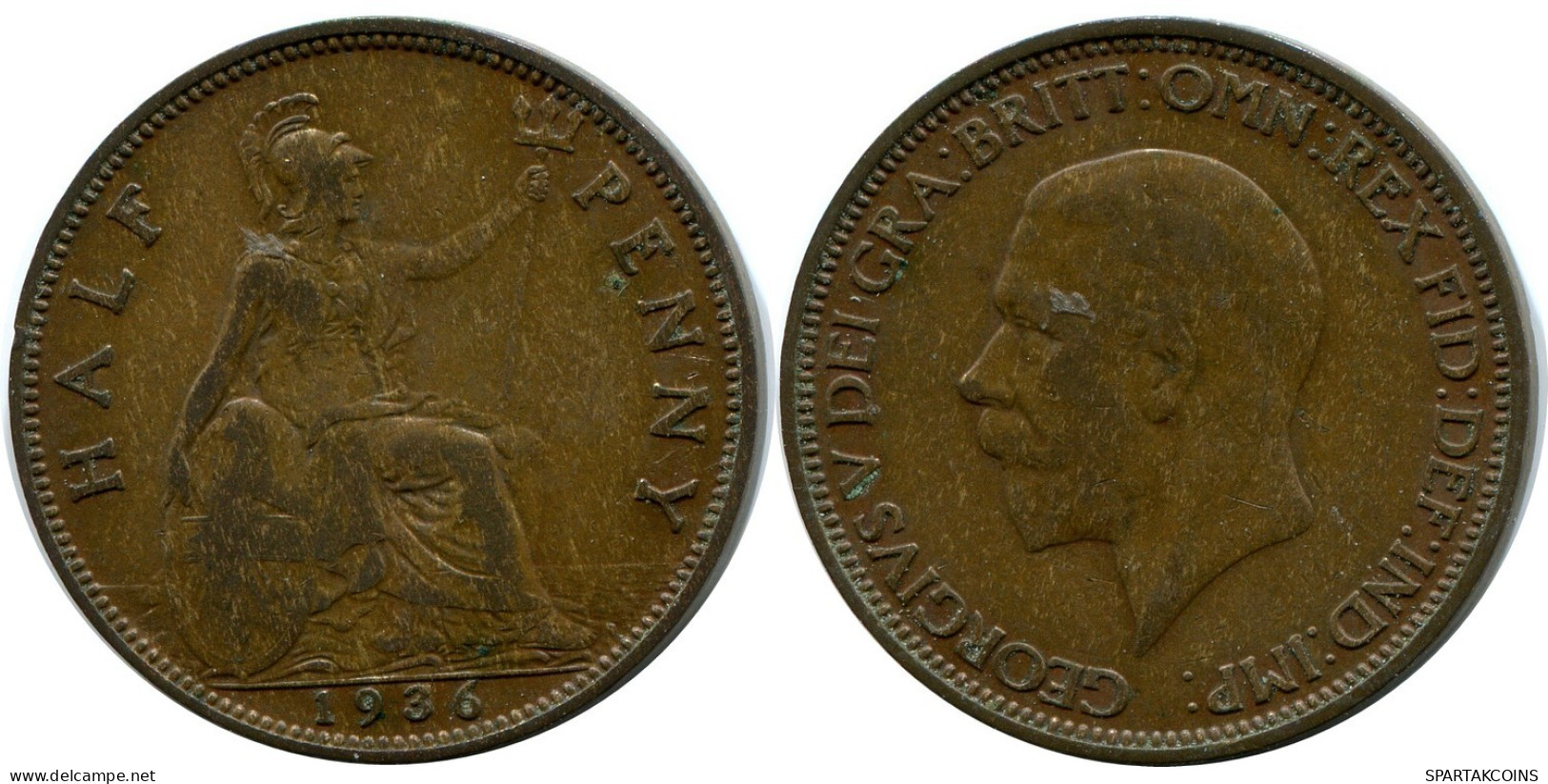 HALF PENNY 1936 UK GROßBRITANNIEN GREAT BRITAIN Münze #BA970.D.A - C. 1/2 Penny