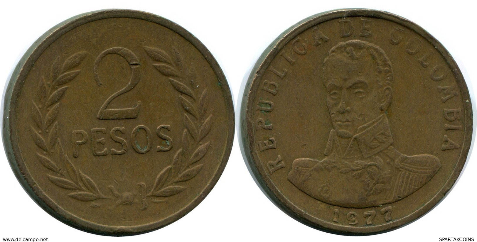 2 PESOS 1977 KOLUMBIEN COLOMBIA Münze #AR921.D.A - Colombie