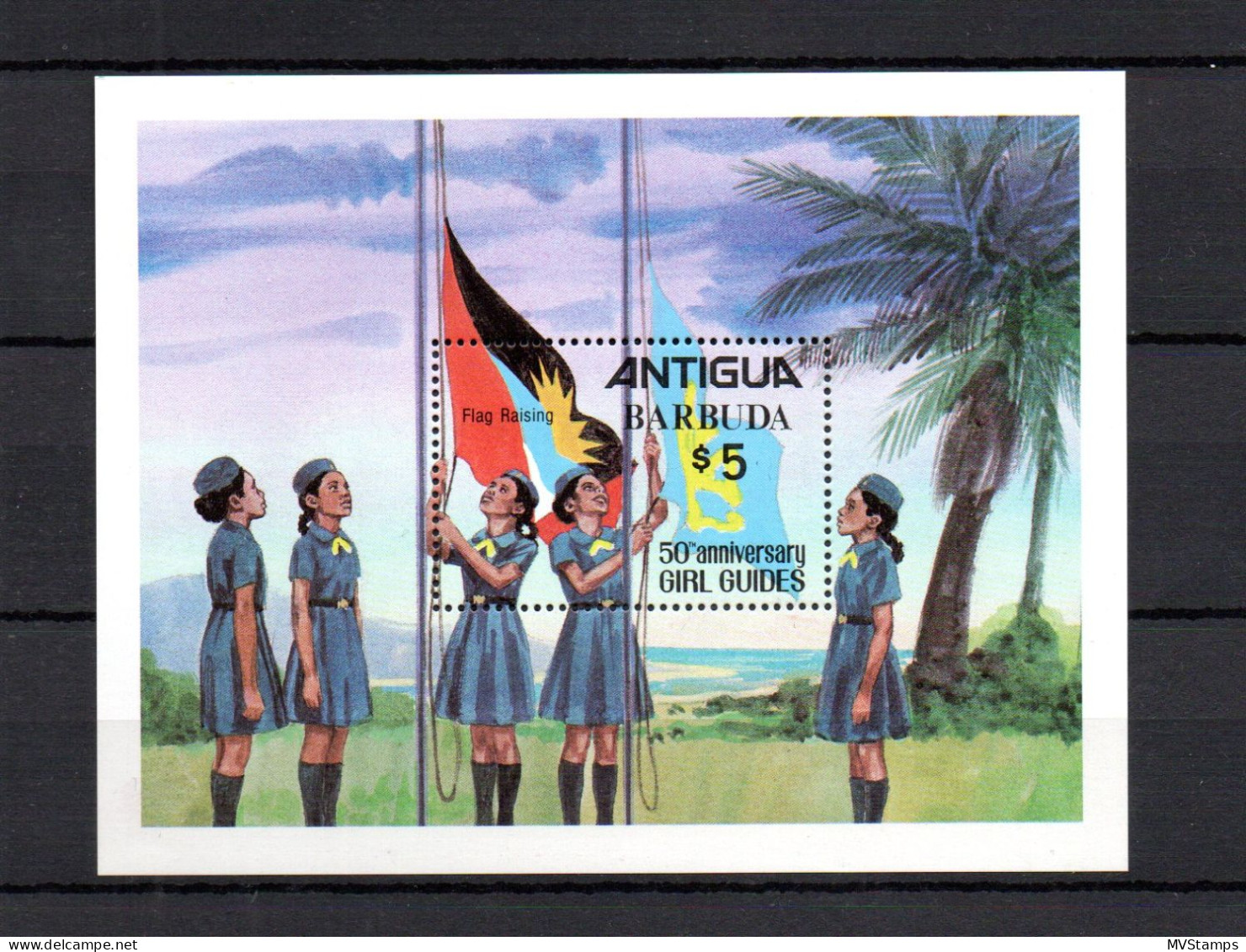 Barbuda 1986 Sheet Flags/Girlscouts/Trees Stamps (Michel Bl. 101) MNH - Antigua Y Barbuda (1981-...)