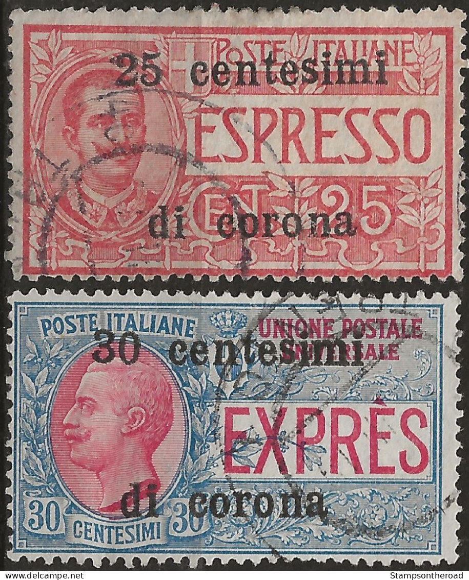 TRTTEx1-2U,1919 Terre Redente - Trento E Trieste, Sassone Nr. 1/2, Serie Cpl. Di 2 Espressi Usati Per Posta °/ - Trente & Trieste